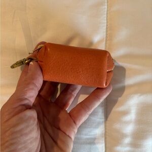 Portland Leather Dopp keychain in Satsuma orange
